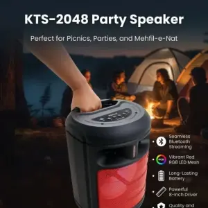 KTS-2048 + 8 Inch + Bluetooth Karaoke Speaker + RGB LED Party Light + Best Price in Pakistan