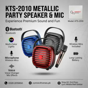 KTS-2010 Bluetooth Karaoke Speaker 4 Inch 5W with Mic RGB LED | Portable Mini Speaker USB TF Card Wireless Speaker
