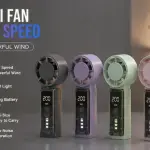 Mini Fan 200 Speed Portable Rechargeable Handheld Fan with Digital Display & LED Light | Powerful Wind Low Noise Personal Cooling Fan