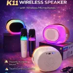 K11 Hi-Fi Stereo Wireless Bluetooth Speaker - 360° Colorful RGB LED Light - Includes Wireless Karaoke Mic - Supports USB
