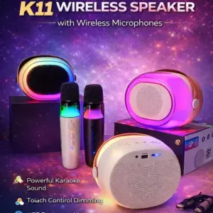 K11 Hi-Fi Stereo Wireless Bluetooth Speaker - 360° Colorful RGB LED Light - Includes Wireless Karaoke Mic - Supports USB