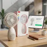 KTS-2177 Portable Mini Fan with Bluetooth Speaker | USB Rechargeable 1200mAh | Handheld Desk Fan with Music Player
