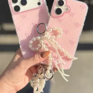 Luxury Pearl Bow iPhone Case – With Charm Pink Summer Aesthetic