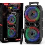 KTS-2465 Portable Bluetooth Karaoke Speaker Dual 8 Inch RGB Flash Light USB TF FM Radio Wireless Microphone 2400mAh Battery