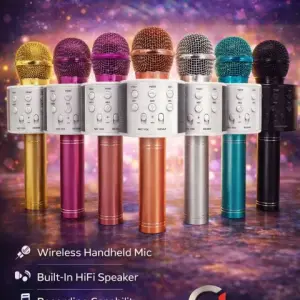 WS-858 Wireless Bluetooth Karaoke Microphone & Hi-Fi Speaker - Handheld Portable Mic with Magic Voice Changer