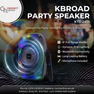 KTS-2451 8 Inch Portable Bluetooth Speaker with Wireless Microphone | RGB LED Lights | USB/TF/FM/AUX