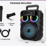 KTS-2161 Portable Wireless Bluetooth Speaker 8 Inch | RGB LED Lights | FM Radio | USB/TF/AUX | Karaoke Speaker with Microphone