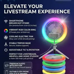 FS-260 RGB LED “FAN” Ring Light For Content Creators adjustable RGB light RGB LED ring light