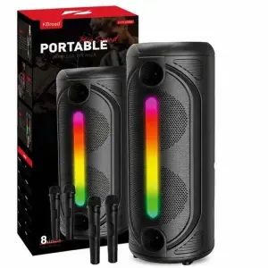 KTS-2086 Portable Bluetooth Speaker with Wireless Microphone | RGB LED Lights | USB/TF/AUX/FM | Rechargeable Party Speaker