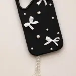 New Luxury Chrome Beads Bow Silicone Case! 🎀🤍
