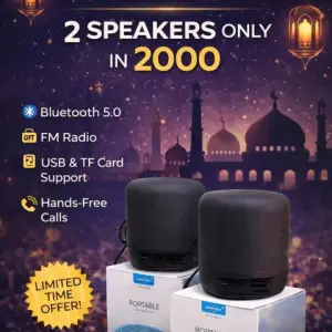 Ramzan Special Deal] Pack of 2 - GTS-1675 Mini Portable Wireless Speaker - High Bass Sound - Rechargeable Bluetooth Speaker - Supports USB, TF Card & FM Radio