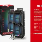 KTS-1743 Dual 8-Inch Portable Wireless Bluetooth Speaker - High Bass Party Sound - Vibrant RGB LED Lights