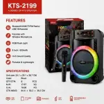 KTS-2199 Wireless Bluetooth Speaker With Mic | Portable Karaoke Speaker | High Bass Sound | USB, TF Card, AUX Support | Rechargeable