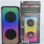 BTS-1908 Bluetooth Speaker 60W Dual 8 Inch with 2 Wireless Mics & Remote RGB LED | Karaoke Party Speaker USB TF AUX TWS karaoke speaker outdoor sound system.
