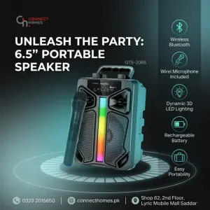 GTS-2066 Bluetooth Speaker with Mic Portable Wireless Speaker V5.0 | Karaoke Speaker USB TF Card FM Mini Party Speaker