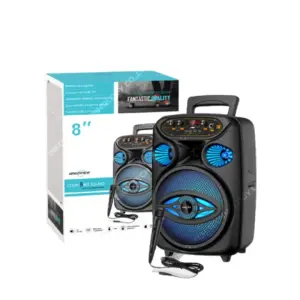 GTS-1700 8 Inch Bluetooth Party Speaker with Mic & LED Lights – Powerful Bass Portable Karaoke Speaker Best Price in Pakistan