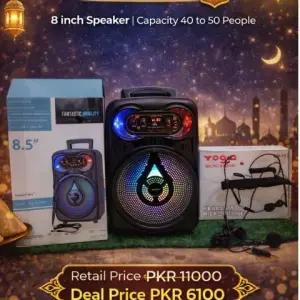 Ramzan Deal #7: GTS-1718 8-Inch High-Power Wireless Speaker + Yoga DM-193 Professional Headset Mic