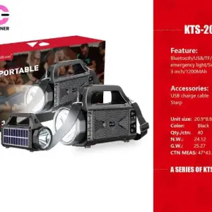 KTS-2031 Portable Wireless Speaker 3 Inch Bluetooth USB TF FM Radio Emergency Light Solar Panel 1200mAh