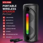 KTS-2086 Portable Bluetooth Speaker with Wireless Microphone | RGB LED Lights | USB/TF/AUX/FM | Rechargeable Party Speaker
