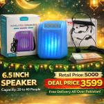 GTS-1915 6.5 Inch Wireless Bluetooth Speaker with RGB Lights + Yoga DM-193 Headset Microphone – Ramzan Combo Deal