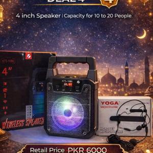 Ramzan Special Deal #4: KTS-1085 4" Portable Wireless Speaker + Yoga DM-193 Professional Headset Microphone