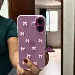 New Pink Bow Shimmer Glitter Case