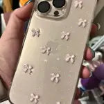 New Pink Bow Shimmer Glitter Case
