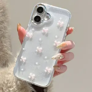 New Pink Bow Shimmer Glitter Case