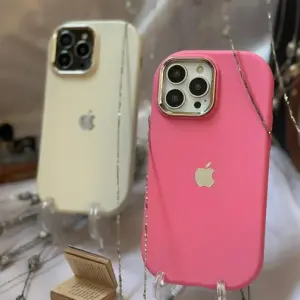Round Luxury Apple Logo Silicone iPhone Case – Shockproof Slim Soft-Touch Protective Cover