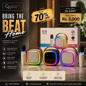 K9 Joyous Sound Wireless Karaoke Speaker - Portable Mini Bluetooth Speaker with Wireless Microphone - 360 Degree RGB LED Lighting - High Fidelity Stereo Sound
