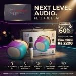 K11 Hi-Fi Stereo Wireless Bluetooth Speaker - 360° Colorful RGB LED Light - Includes Wireless Karaoke Mic - Supports USB, TF Card & AUX